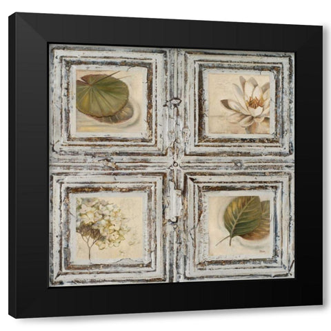 Flowers and Leaves II Black Modern Wood Framed Art Print by Pinto, Patricia