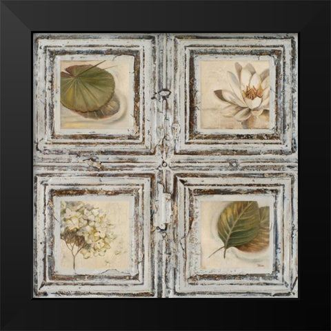 Flowers and Leaves II Black Modern Wood Framed Art Print by Pinto, Patricia