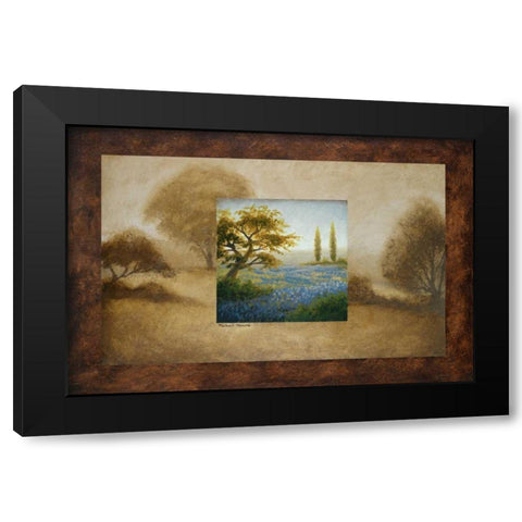 Field of Blue Black Modern Wood Framed Art Print with Double Matting by Marcon, Michael