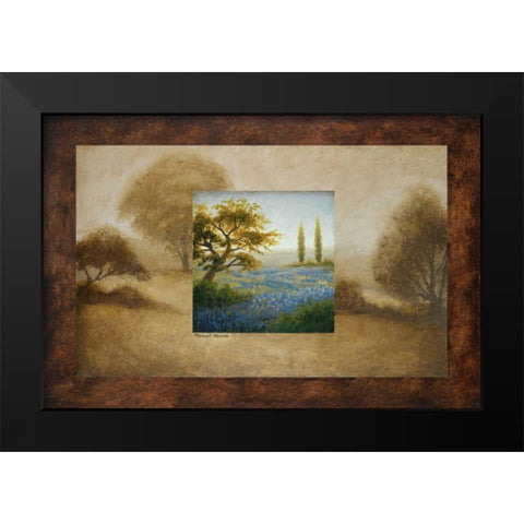 Field of Blue Black Modern Wood Framed Art Print by Marcon, Michael