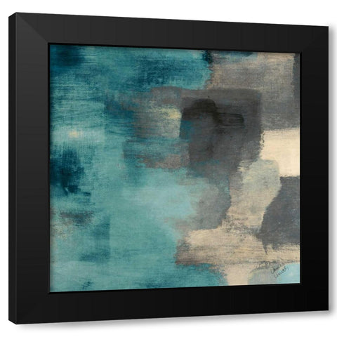 Blue Rain Square I Black Modern Wood Framed Art Print with Double Matting by Loreth, Lanie