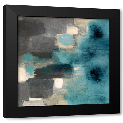 Blue Rain Square II Black Modern Wood Framed Art Print with Double Matting by Loreth, Lanie