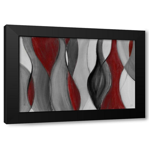 Coalescence - red gray black Black Modern Wood Framed Art Print with Double Matting by Loreth, Lanie