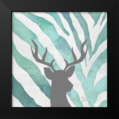 Watercolor Teal Zebra I Black Modern Wood Framed Art Print by Pinto, Patricia