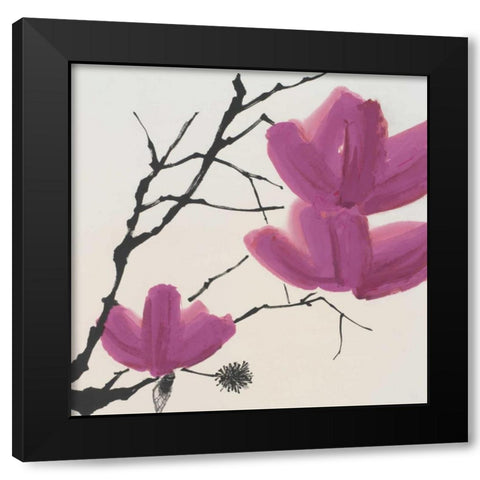 Sakura II Black Modern Wood Framed Art Print with Double Matting by Urban Pearl Collection, Llc