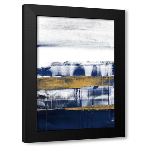 Midnight Gold Rain I Black Modern Wood Framed Art Print with Double Matting by Loreth, Lanie