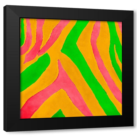 Psychedelic Zebra Print I Black Modern Wood Framed Art Print by Pinto, Patricia
