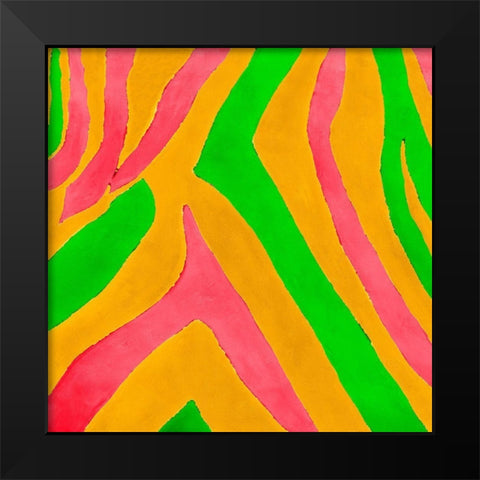 Psychedelic Zebra Print I Black Modern Wood Framed Art Print by Pinto, Patricia