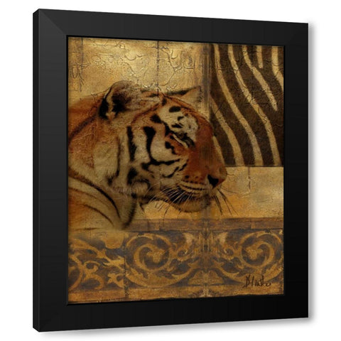 Elegant Safari II-Tiger Black Modern Wood Framed Art Print by Pinto, Patricia