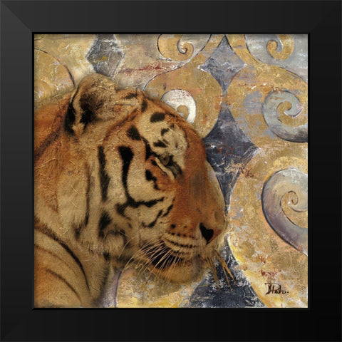 Golden Safari II (Tiger) Black Modern Wood Framed Art Print by Pinto, Patricia
