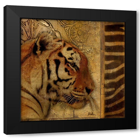 Elegant Safari II - Tiger Black Modern Wood Framed Art Print with Double Matting by Pinto, Patricia
