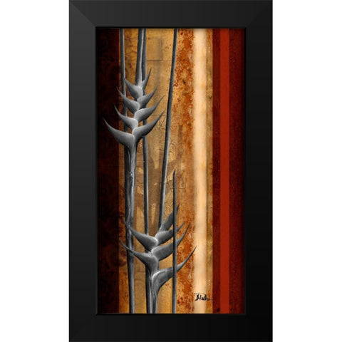 Heliconias and Stripes II Black Modern Wood Framed Art Print by Pinto, Patricia