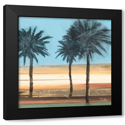 Coastal Palms on Aqua Black Modern Wood Framed Art Print with Double Matting by Pinto, Patricia