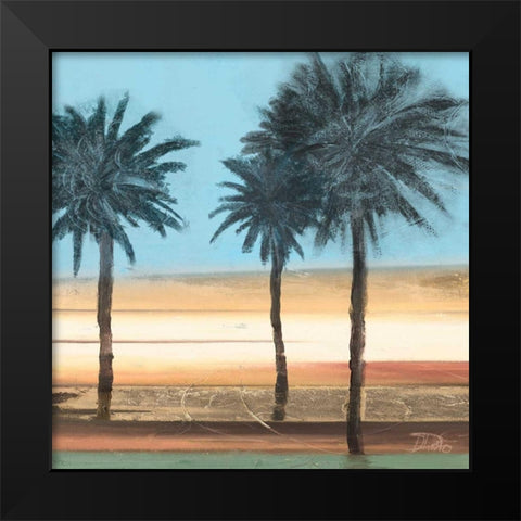 Coastal Palms on Aqua Black Modern Wood Framed Art Print by Pinto, Patricia