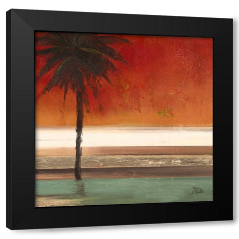 Red Coastal Palms Square II Black Modern Wood Framed Art Print by Pinto, Patricia