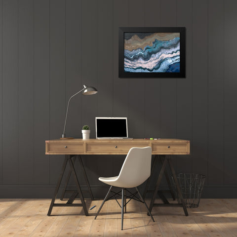 Blue Tierra Black Modern Wood Framed Art Print by Pinto, Patricia