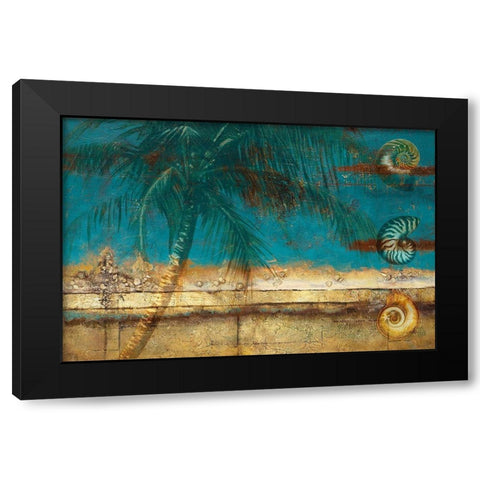 Seascapes and Palm and Shells Black Modern Wood Framed Art Print with Double Matting by Pinto, Patricia