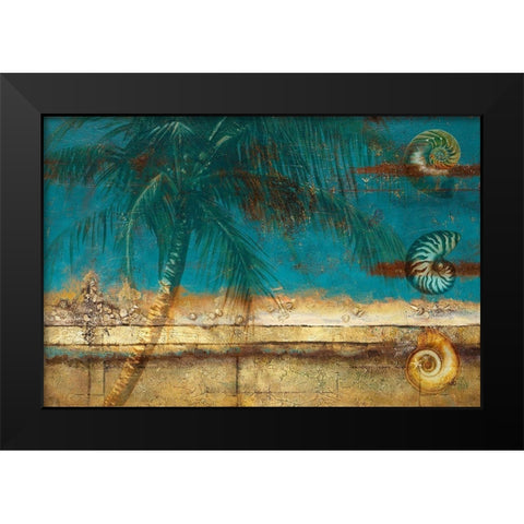 Seascapes and Palm and Shells Black Modern Wood Framed Art Print by Pinto, Patricia
