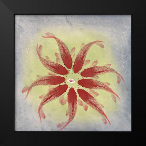 Synchronized Koi Black Modern Wood Framed Art Print by Urban Pearl Collection, Llc