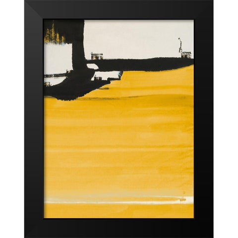 Yellow Abstract Vertical II Black Modern Wood Framed Art Print by Urban Pearl Collection, Llc