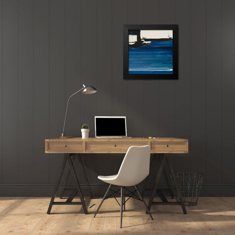 Blue Abstract Black Modern Wood Framed Art Print by Urban Pearl Collection, Llc