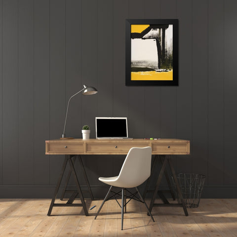 Yellow Abstract Vertical I Black Modern Wood Framed Art Print by Urban Pearl Collection, Llc