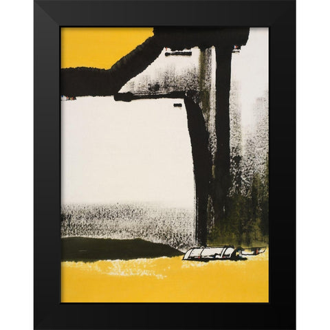 Yellow Abstract Vertical I Black Modern Wood Framed Art Print by Urban Pearl Collection, Llc