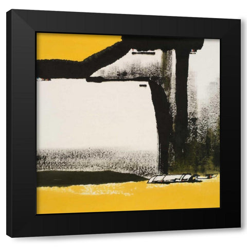 Yellow Abstract Black Modern Wood Framed Art Print with Double Matting by Urban Pearl Collection, Llc