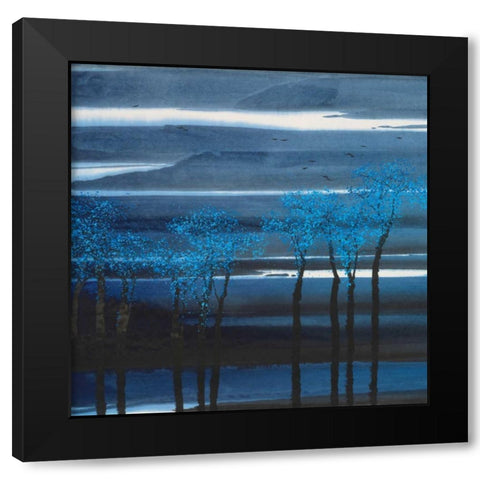 Indigo Forest II Black Modern Wood Framed Art Print with Double Matting by Urban Pearl Collection, Llc