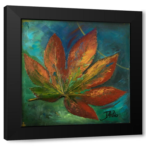 Blue Leaf I Black Modern Wood Framed Art Print by Pinto, Patricia