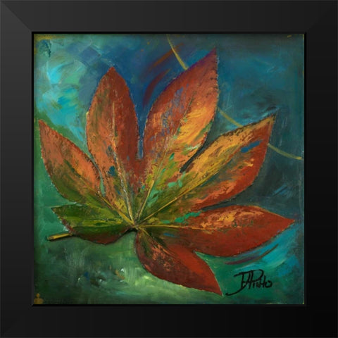 Blue Leaf I Black Modern Wood Framed Art Print by Pinto, Patricia