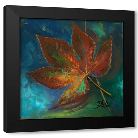 Blue Leaf II Black Modern Wood Framed Art Print with Double Matting by Pinto, Patricia