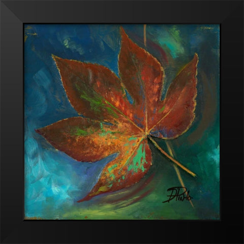 Blue Leaf II Black Modern Wood Framed Art Print by Pinto, Patricia