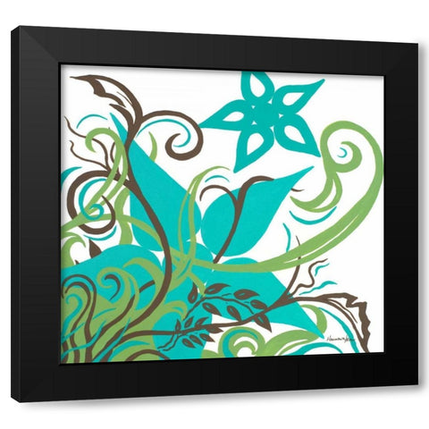 Floral Twist II Black Modern Wood Framed Art Print with Double Matting by Hakimipour-Ritter