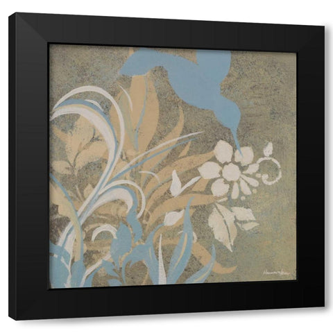 Blue Bird Silhouette I Black Modern Wood Framed Art Print by Hakimipour-Ritter