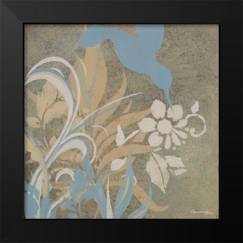 Blue Bird Silhouette I Black Modern Wood Framed Art Print by Hakimipour-Ritter