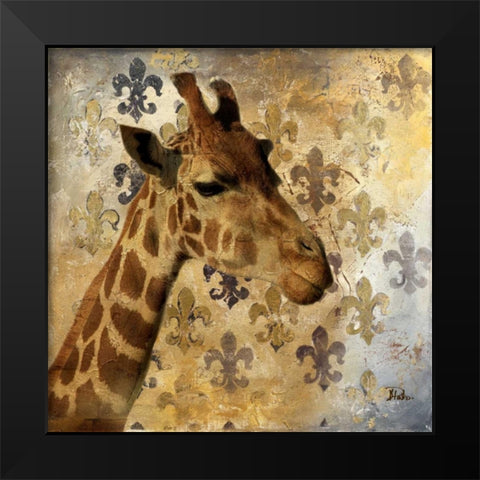 Golden Safari III (Giraffe) Black Modern Wood Framed Art Print by Pinto, Patricia