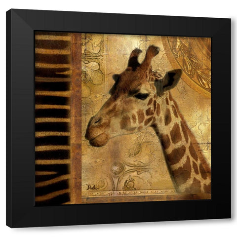 Elegant Safari III-Giraffe Black Modern Wood Framed Art Print by Pinto, Patricia