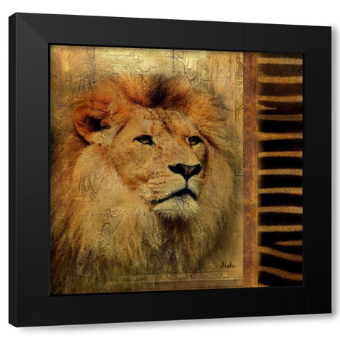 Elegant Safari IV  - Lion Black Modern Wood Framed Art Print by Pinto, Patricia