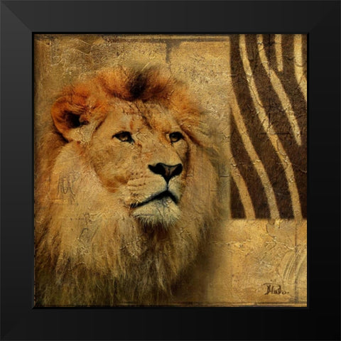 Elegant Safari II (Lion) Black Modern Wood Framed Art Print by Pinto, Patricia
