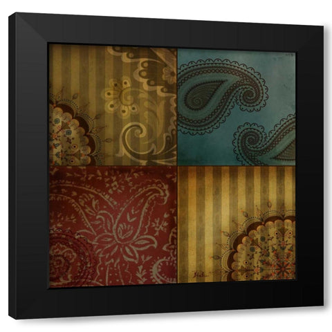Paisley Squares I Black Modern Wood Framed Art Print with Double Matting by Pinto, Patricia