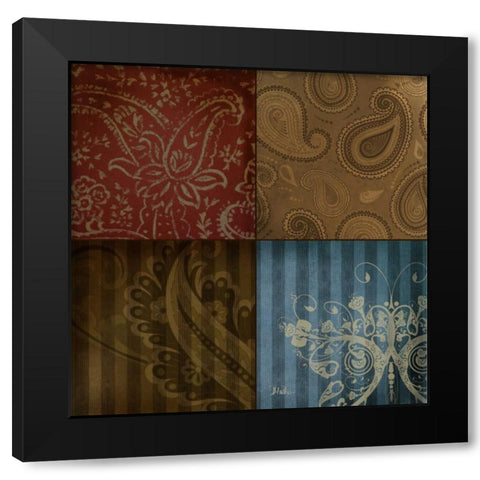 Paisley Squares II Black Modern Wood Framed Art Print by Pinto, Patricia