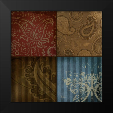 Paisley Squares II Black Modern Wood Framed Art Print by Pinto, Patricia