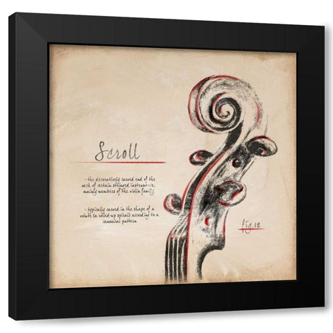 Scroll Black Modern Wood Framed Art Print by Hakimipour-Ritter
