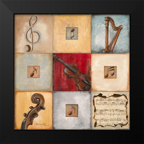 Feel the Music I Black Modern Wood Framed Art Print by Hakimipour-Ritter