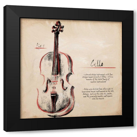 Cello Black Modern Wood Framed Art Print by Hakimipour-Ritter