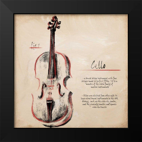 Cello Black Modern Wood Framed Art Print by Hakimipour-Ritter