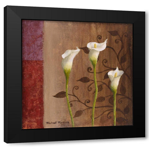 Calla Lilies I Black Modern Wood Framed Art Print by Marcon, Michael