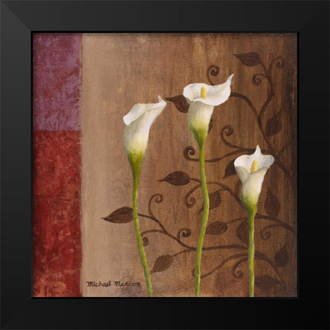 Calla Lilies I Black Modern Wood Framed Art Print by Marcon, Michael