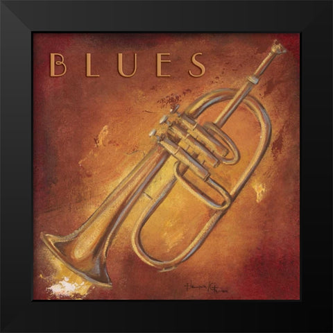 Blues Black Modern Wood Framed Art Print by Hakimipour-Ritter